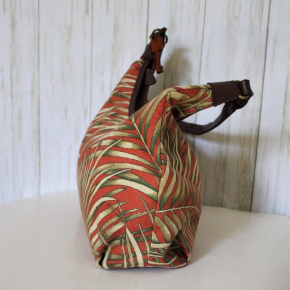 Fossil Rust Orange and Gold Print Fabric Shoulder Bag - Picture 5 of 9